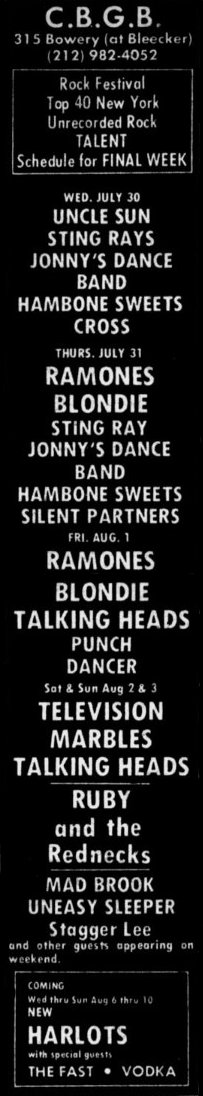 Ad Cbgb 1975aug01